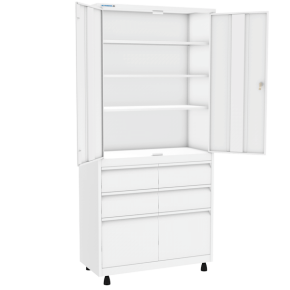 шкаф медицинский двустворчатый шмм-2-р-4/2 с мастер-системой фото