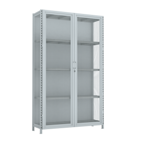 стеллаж 2500x1500x500 стенки сетчатые, двери сетчатые, 5 ярусов фото