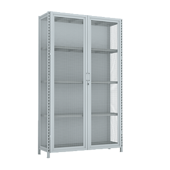 стеллаж 2500x1500x500 стенки сетчатые, двери сетчатые, 5 ярусов фото