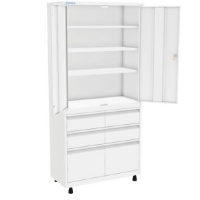 шкаф медицинский металлический двустворчатый шмм-2-р-4/2 фото